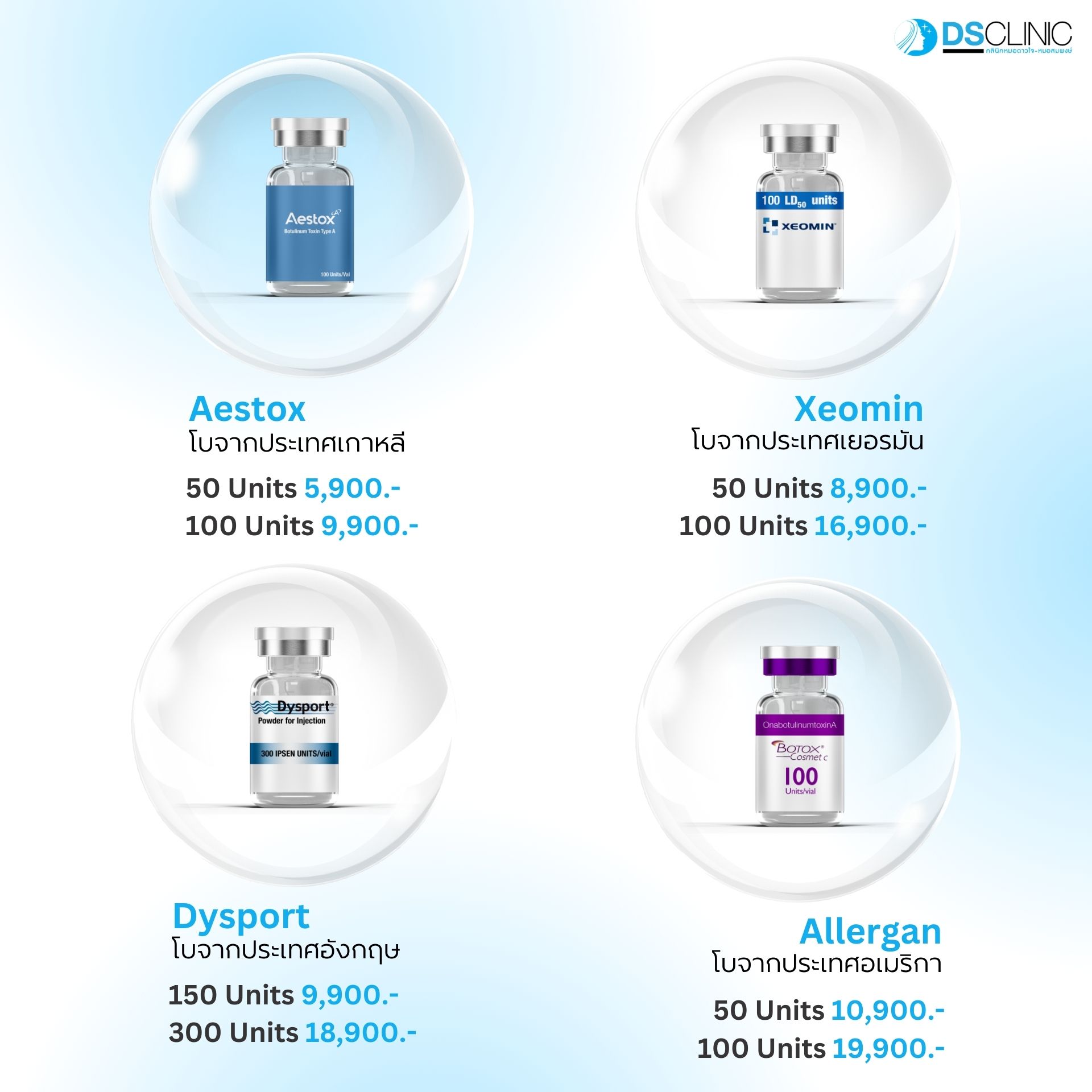รูปภาพประกอบ 4 ยี่ห้อ Botox ที่ DSClinic เลือกใข้ 