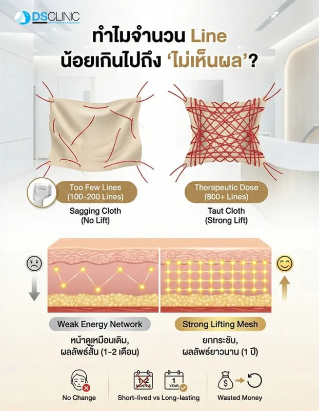 เปรียบเทียบผลลัพธ์ Ultherapy จำนวน Line น้อย vs จำนวนที่พอเหมาะ
