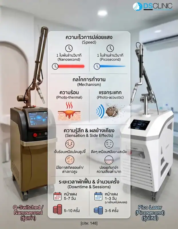 ตารางเปรียบเทียบ Pico Laser vs Q-Switched
