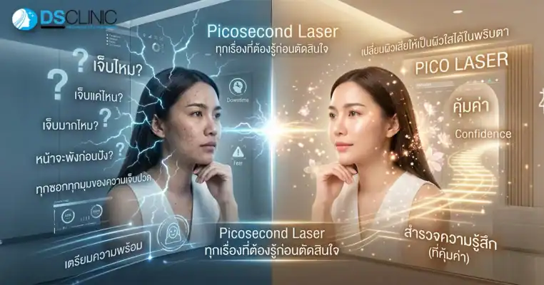 Pico Laser เปรียบเทียบใบหน้าก่อนและหลังทำ พร้อมคำถามที่พบบ่อยเกี่ยวกับความเจ็บและการเตรียมตัว