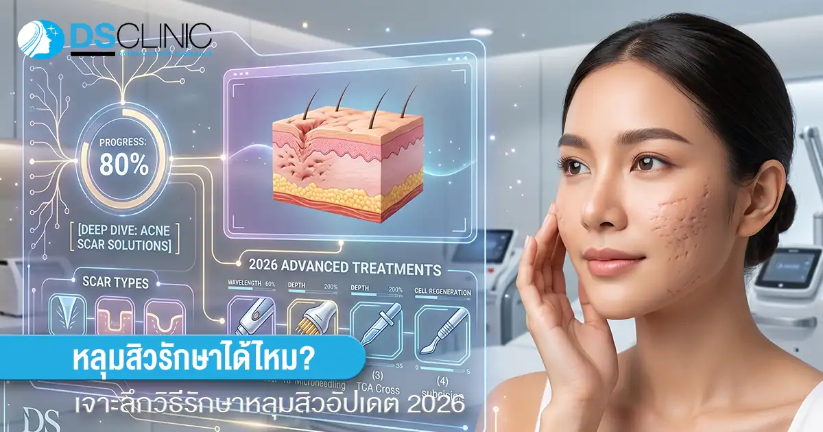 เจาะลึกวิธีรักษาหลุมสิวอัปเดตปี 2026 ด้วยนวัตกรรมทางการแพทย์สมัยใหม่จาก DS Clinic
