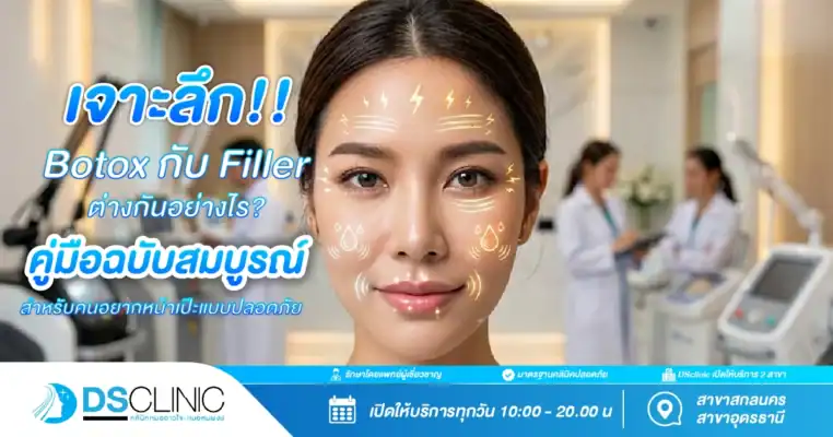ภาพหน้าปกคู่มือฉบับสมบูรณ์ เจาะลึก Botox กับ Filler ต่างกันอย่างไร สำหรับคนอยากหน้าเป๊ะแบบปลอดภัย โดย DS Clinic
